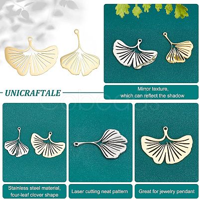 Unicraftale 8Pcs 4 Style Ion Plating(IP) 201 Stainless Steel Pendants STAS-UN0033-06-1