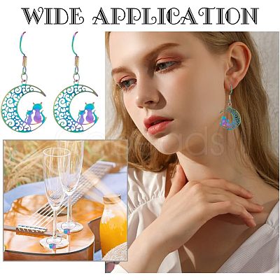 Unicraftale 40Pcs 2 Style Ion Plating(IP) Rainbow Color 304 Stainless Steel Hoop Earrings Findings STAS-UN0039-05-1