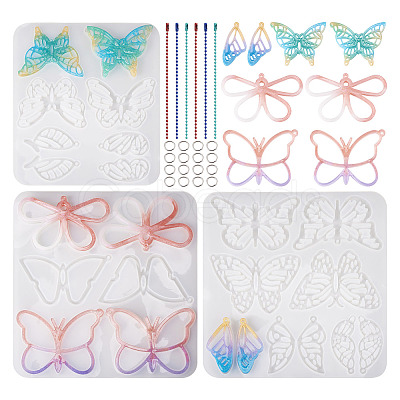 DIY Butterfly Pendant Keychain Making Kits DIY-TA0004-50-1