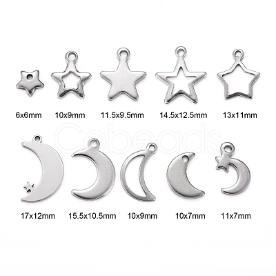 Tarnish Resistant 200Pcs 10 Style 304 Stainless Steel Charms STAS-LS0001-33P-1