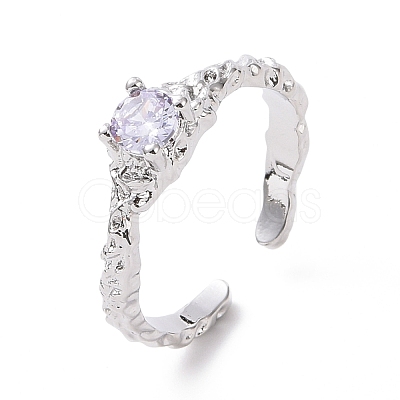 Cubic Zirconia Open Cuff Ring RJEW-D119-10P-1