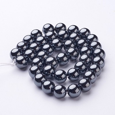 1 Strand Grade AAA Non-Magnetic Synthetic Hematite Round Beads Strands X-G-H1623-10mm-1-1