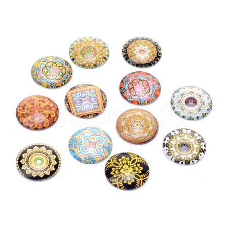 Glass Cabochons GGLA-T001-12mm-079-1