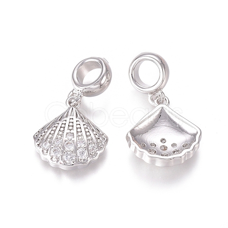 Brass Micro Pave Clear Cubic Zirconia European Dangle Charms ZIRC-I036-20P-1