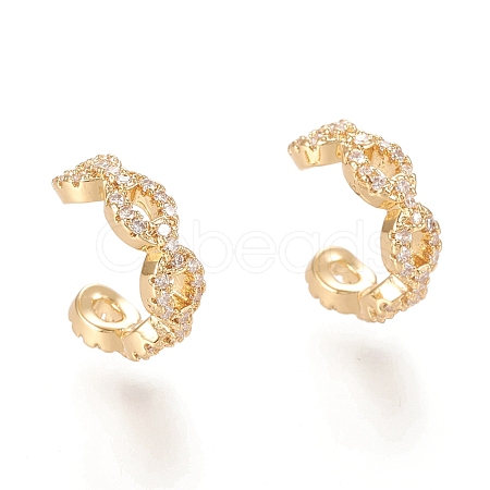 Brass Micro Pave Clear Cubic Zirconia Cuff Earrings X-EJEW-M195-09G-1