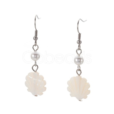 Shell Beads Dangle Earrings EJEW-JE02839-1