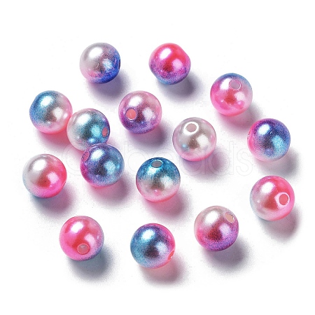 Rainbow ABS Plastic Imitation Pearl Beads OACR-Q174-10mm-14-1