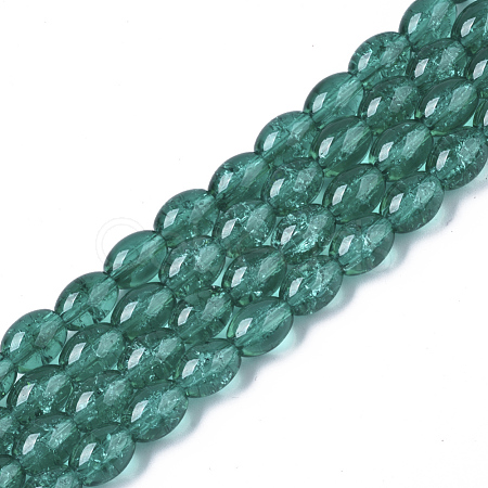 Transparent Crackle Glass Beads Strands DGLA-S085-6x8-17-1