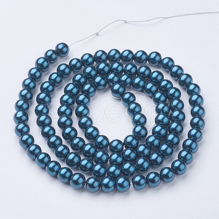 Round Glass Pearl Beads Strands JPS8MMY-126-1