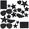 Gorgecraft 20pcs 10 style Star/Flower/Heart Iron on Cloth Patches, Applique Patch, Sewing Craft Decoration, Black, 19~70.5x33~86.5x0.7~2mm, 2pcs/style