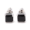 Rack Plating Brass Micro Pave Cubic Zirconia Stud Earrings, Long-lasting Plated, Square, Platinum, Black, 6.5x6.5mm