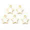 Light Gold Plated Alloy Enamel Pendants, Star, White, 14x12.5x1.5mm, Hole: 1.2mm