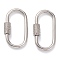 Non-Tarnish 304 Stainless Steel Screw Carabiner Lock Charms, for Necklaces Making, Oval, Stainless Steel Color, 26x13x2mm, Screw: 8x4mm