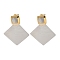 Titanium Steel Stud Earrings for Women, with Shell, Rhombus, Golden & Stainless Steel Color, 46x36.5mm