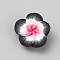 Handmade Polymer Clay Beads, Flower, Black, 9~10.5x19~20.5x19~20.5mm, Hole: 1mm