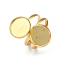 201 Stainless Steel Pad Ring Settings, Flat Round, Real 18K Gold Plated, Tray: 12mm, Inner Diameter: 18~20mm