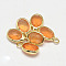 Oval Faceted Golden Tone Brass Glass Charms, Orange, 12x7x3.5mm, Hole: 1mm