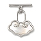 Brass Toggle Clasps, with Shell, Cloud, Platinum, Bar: 4.5x17x2mm, Hole: 1.4mm; Lock: 20x18x2.5mm, Hole: 8x4.5mm