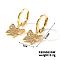 Elegant Japanese Style Copper & Zircon & Diamond Hoop Earrings, Fashionable and Versatile Accessories, Golden, Butterfly, 23x10mm