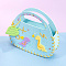 DIY Purse Making Kits, Including PU Leather, Dinosaur & Leaf EVA, Polyester Thread and Plastic Findings, Aqua, 19.6x21.6x0.3cm, Hole: 2mm