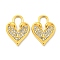 304 Stainless Steel Pendants, with Crystal Rhinestone, Heart Lock Charms, Real 18K Gold Plated, 18.5x14x2.4mm, Hole: 3.8x8mm