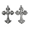 Alloy Rhinestone Cross Big Pendants, Lead Free & Cadmium Free & Nickel Free, Gunmetal, 75x50x7mm, Hole: 3.5mm