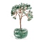 Natural Green Aventurine Chips Tree of Life Decorations, Glass Base with Copper Wire Feng Shui Energy Stone Gift for Home Office Desktop, 58~66x39.5x100mm