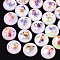 Resin Cabochons, with Paillette, Dome/Half Round, Creamy White, 12x4~4.5mm