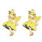 Rack Plating Alloy Enamel Pendants, Golden, Angel Charm, Yellow, 30x20x1.5mm, Hole: 1.8mm