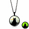 Luminous Glow in the Dark Alloy Pendant Necklaces, Cat Glass Necklace, Black, 17.72 inch(45cm)