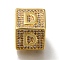 Brass Cubic Zirconia Beads, Letter D, Square, Letter D, 9.5x9.5x9.5mm, Hole: 6mm