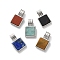 Natural Mixed Stone Pendants, Rack Plating Brass Charms, Long-Lasting Plated, Lead Free & Cadmium Free, Square, Mixed Dyed and Undyed, Platinum, 16.5x10x5mm, Hole: 2.5x4.5mm