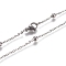 Non-Tarnish 304 Stainless Steel Cable Chain Necklaces, with Round Beads and Lobster Claw Clasps, Stainless Steel Color, 19.68 inch(50cm), 1.5mm