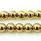 Non-magnetic Synthetic Hematite Beads Strands, Round, Gold, 8mm, Hole: 1mm, about 53pcs/strand, 15.7 inch