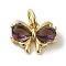 Brass Micro Pave Cubic Zirconia Pendants, Real 18K Gold Plated, Butterfly, 8.5x12x3.5mm, Hole: 3.2mm