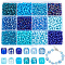 SUNNYCLUE 156G 12 Style Glass Seed Beads, Mixed Style, Round, Deep Sky Blue, 4~5x3~4mm, Hole: 1~2mm, 13g/style