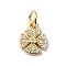 Brass Micro Pave Claer Cubic Zirconia Charms, with Jump Ring, Flower, Real 18K Gold Plated, 10x7.5x2mm, Hole: 3mm