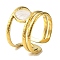 Ion Plating(IP) 304 Stainless Steel Open Cuff Ring for Women, with Enamel, Teardrop, Real 18K Gold Plated, Adjustable