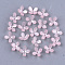 Cellulose Acetate(Resin) Bead Caps, 4-Petal, Flower, Pink, 13x13x3mm, Hole: 1mm