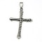 Fashionable Retro 304 Stainless Steel Cross Pendants, Antique Silver, 53x34x3mm, Hole: 4x7mm