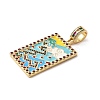 Brass Micro Pave Cubic Zirconia Pendants with Enamel KK-H458-04G-03-2