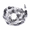 Natural Tourmalinated Quartz/Black Rutilated Quartz Beads Strands G-S363-028A-2