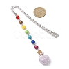7 Chakra Gemstone Bead & Natural Amethyst Glass Heart Wishing Bottle Pendant Bookmarks AJEW-JK00313-05-3