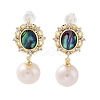 Pearl Dangle Stud Earrings EJEW-P256-08G-1