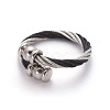 304 Stainless Steel Torque Bangles and Finger Ring Jewelry Sets SJEW-L137-03BP-4