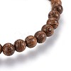 Wood Beads Stretch Bracelets BJEW-JB03972-M-4