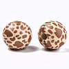 Printed Natural Wooden Beads WOOD-R270-06-2