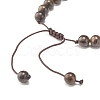 Round Natural Gemstone Braided Bead Bracelet with Buddha Head BJEW-JB07640-7