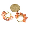 Natural Red Agate Chips Braided Hoop Earrings EJEW-JE04940-18-2