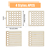 4Pcs 4 Style Wood Mini Calendar Square DIY-WH0504-134-2